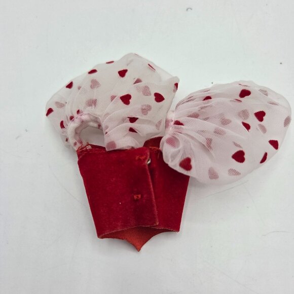 Barbie 1983 Loving You 7072 Red Flocked Top With White Puffy Heart Sleeves - Picture 3 of 6